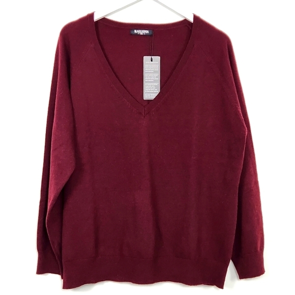 NWT Men's Kallspin Luxury Cashmere Blend Relaxed V-Neck Pullover Sweater XXL - Picture 2 of 10